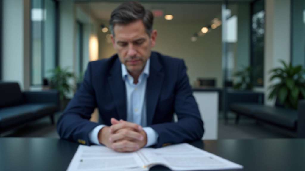 Schreibtisch mit Bundesanleihen-Dokumenten, Rechner und Notizen zur Schuldenverwaltung, moderne Büroumgebung mit gedimmtem Licht